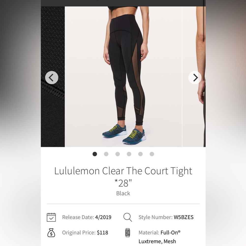 Lululemon size 4 clear the court tight